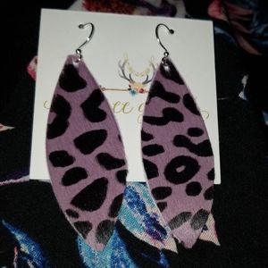 Genuine leather hair on earrings